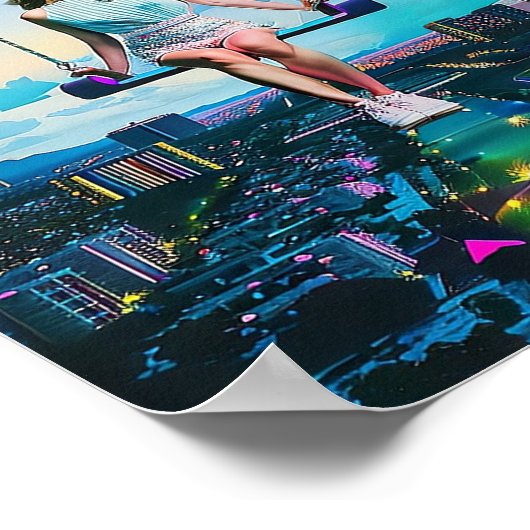 シンウェーブシティ上空の少女のスイングライド ポスター (角)