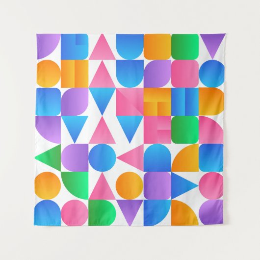 シンウェーブバウハウスレインボー#2 （ピンク – ブルー – イエロー） タペストリー (正面)