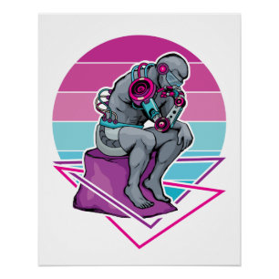 シンカー像サイバーパンクVAPORWAVE Rodin ポスター