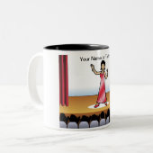 シンガパーソナライズされたー – 女性漫画コーヒーマグ ツートーンマグカップ (正面左)