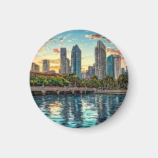 シンガポーモダンルシティスケープ マグネット (正面)