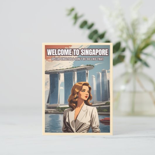 シンガポールおもしろい旅行ユーモア一色 ポストカード (スタンド正面)