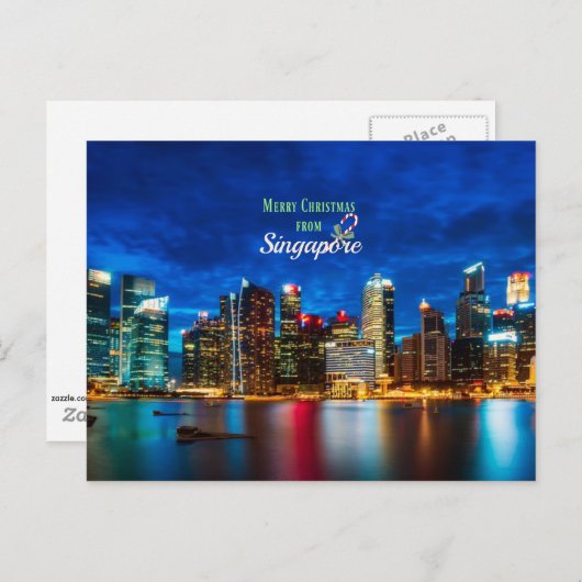 シンガポールからの聖降誕祭お目出度う ポストカード (正面/裏面)
