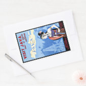 シンガポールからジャバインドネシアを訪れるヴィンテージ 長方形シール (封筒)