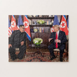 シンガポールで金正恩とドナルド・トランプ ジグソーパズル