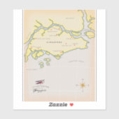 シンガポールのイラスト地図 シール (シート)