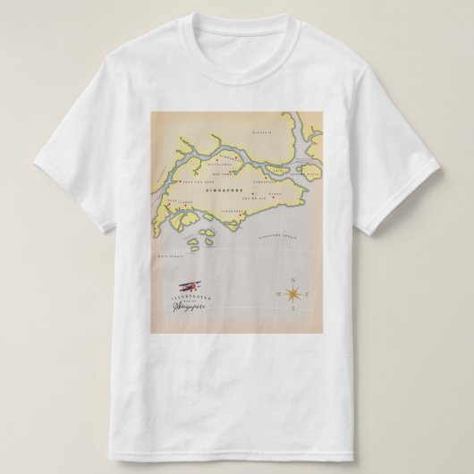 シンガポールのイラスト地図 Tシャツ (デザイン正面)