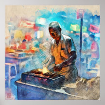 シンガポールのサティ販売者 – 大規模なアーカイブプリント