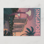 シンガポールのスカイラインを未来のレトロアート ポストカード (正面)