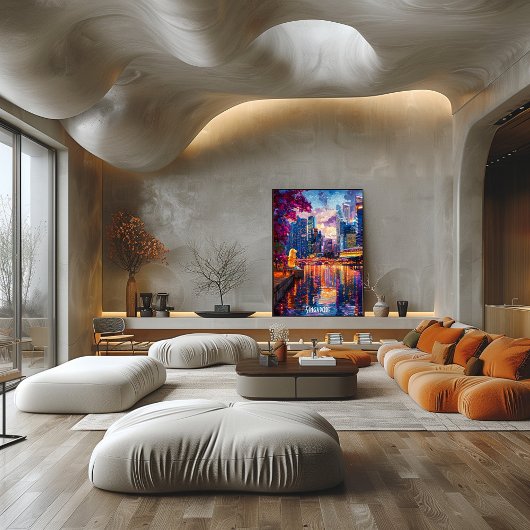 シンガポールのスカイラインポスター未来的なアジアのシティアート ポスター