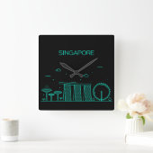シンガポールのスカイライン スクエア壁時計 (ホーム)