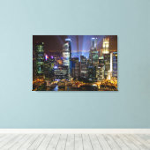 シンガポールのダウンタウンの夜 キャンバスプリント (インサイチュ (ウッドフロア))