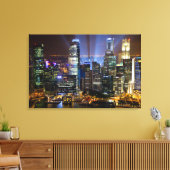 シンガポールのダウンタウンの夜 キャンバスプリント (インサイチュ (リビング))