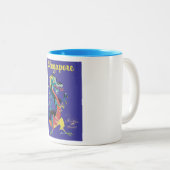 シンガポールのドラゴンヴィンテージ旅行ポスター ツートーンマグカップ (正面右)