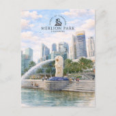 シンガポールのマーライオン公園 | 水彩画のランドマーク ポストカード (正面)