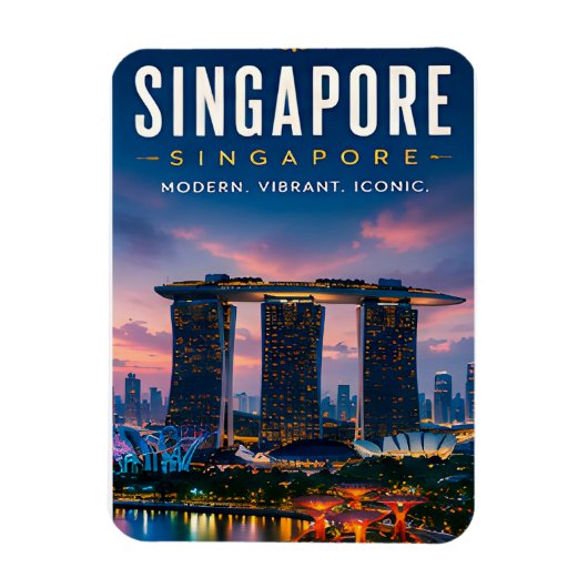 🌆 シンガポールのモダンなスカイライン 高級インテリア✨ マグネット (縦)
