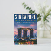 🌆 シンガポールのモダンスカイライン 高級インテリア✨ ポストカード (スタンド正面)