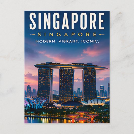 🌆 シンガポールのモダンスカイライン 高級インテリア✨ ポストカード (正面)