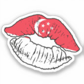 シンガポールのリップスティック愛国旗 シール (正面)