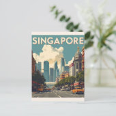 シンガポールのレトロな空の景観 ポストカード (スタンド正面)