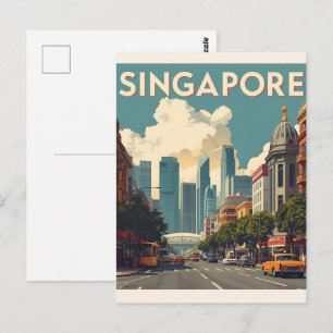 シンガポールのレトロな空の景観 ポストカード