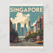 シンガポールのレトロな空の景観 ポストカード (正面)