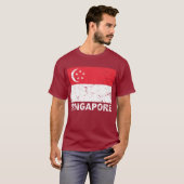 シンガポールのヴィンテージの旗 Tシャツ (正面フル)