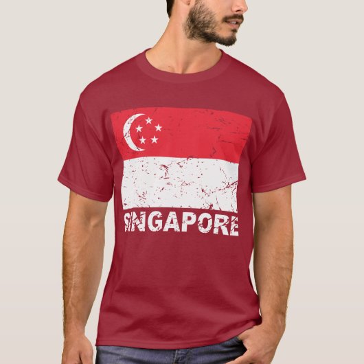 シンガポールのヴィンテージの旗 Tシャツ (正面)