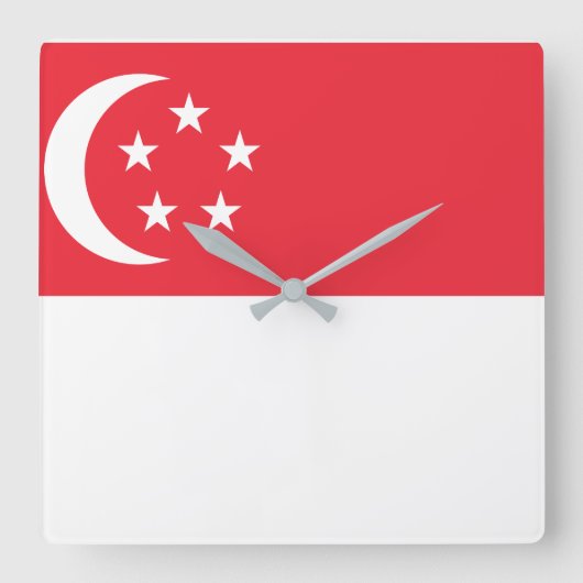 シンガポールの国民の世界の旗 スクエア壁時計 (正面)