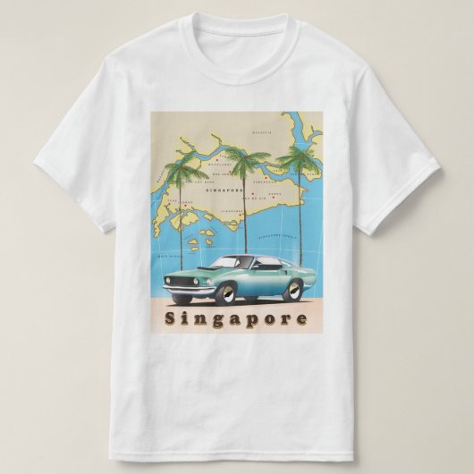 シンガポールの地図 Tシャツ (デザイン正面)