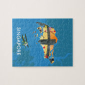 シンガポールの旅行地図 ジグソーパズル (横)