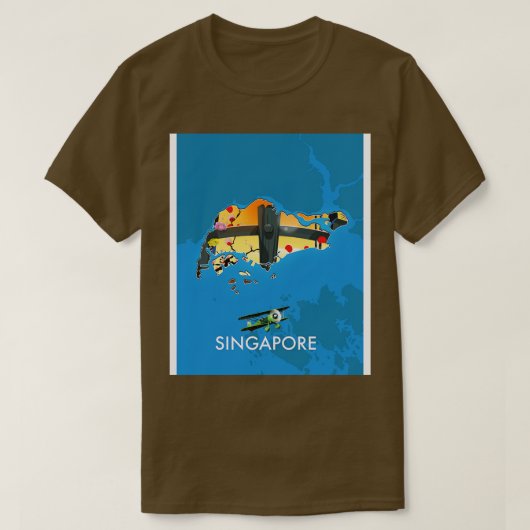 シンガポールの旅行地図 Tシャツ (デザイン正面)