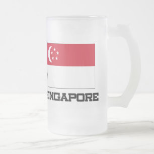 シンガポールの旗 フロストグラスビールジョッキ