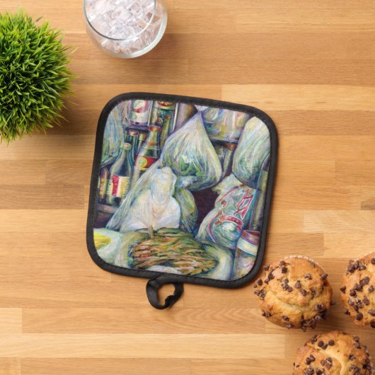 シンガポールの日干し味 鍋敷き (トップダウン)