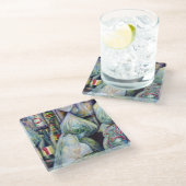 シンガポールの日干し風味 ガラスコースター (アングル)