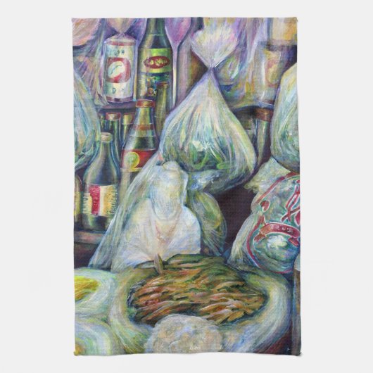 シンガポールの日干し風味 キッチンタオル (縦)