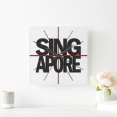 シンガポールの時間帯の柱時計 スクエア壁時計 (ホーム)