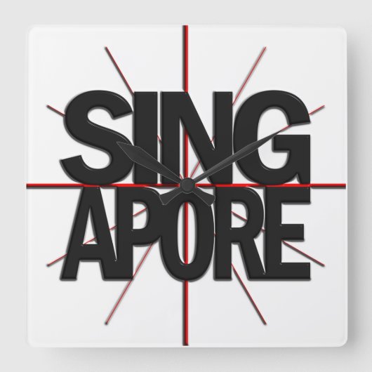 シンガポールの時間帯の柱時計 スクエア壁時計 (正面)