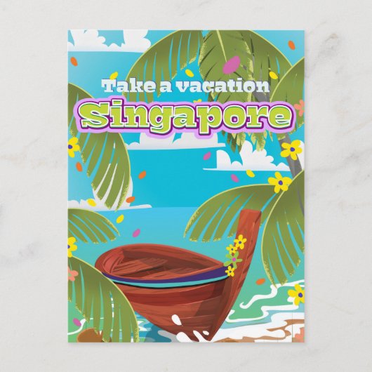 シンガポールの漫画旅行のポスターアート。 ポストカード (正面)