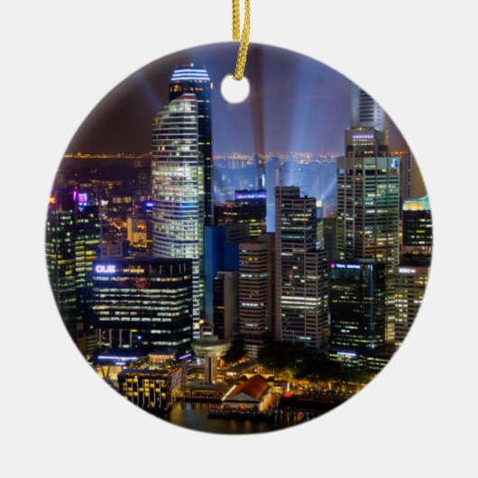 シンガポールの繁華街夜 セラミックオーナメント (正面)