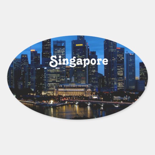 シンガポールの街並み 楕円形シール (正面)