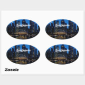 シンガポールの街並み 楕円形シール (シート)