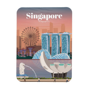 シンガポールへの旅行アート マグネット