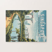 シンガポールガーデンズバイザベイトラベルアートヴィンテージ ジグソーパズル (横)