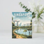 シンガポールガーデンズバイザベイトラベルアートヴィンテージ ポストカード (スタンド正面)