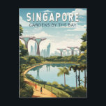 シンガポールガーデンズバイザベイトラベルアートヴィンテージ ポストカード<br><div class="desc">シンガポールのレトロベクトル旅行デザイン。マリーナベイは高級超高層ビル、高級ホテル、高級モールのエリア。そびえ立つシンガポールフライヤー観覧車や、湾岸の花の温室やカラフルのスーパーツリーで知られている。</div>