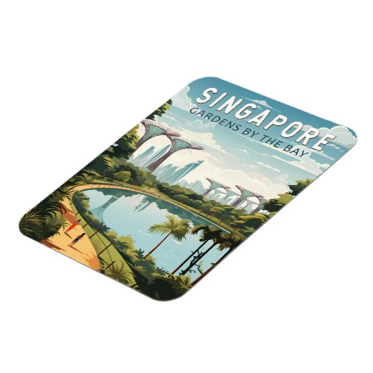 シンガポールガーデンズバイザベイトラベルアートヴィンテージ マグネット (左側)