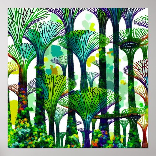 シンガポールガーデンズバイザベイ – キャンバスアートプリント ポスター (正面)