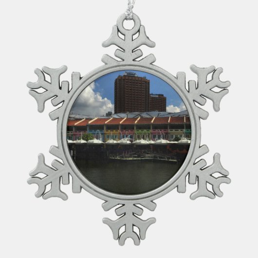 シンガポールクラークキー#3スノーフレークオーナメント スノーフレークピューターオーナメント (正面)