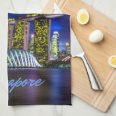 シンガポールシティスカイラインアットナイト キッチンタオル (四つ折り)
